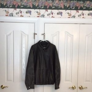 Men’s Black Leather Bomber Jacket